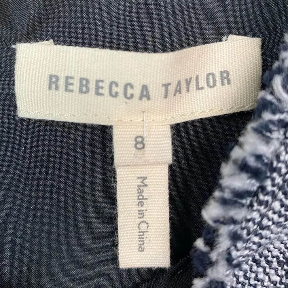Rebecca Taylor Women's Sleeveless Slub Twill Dress Black and White Size 8 - Picture 5 of 11